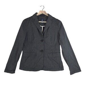 GAP Y2K 2004 Fitted Blazer Black Pinstripe Classic Look Twee Preppy Normcore 6